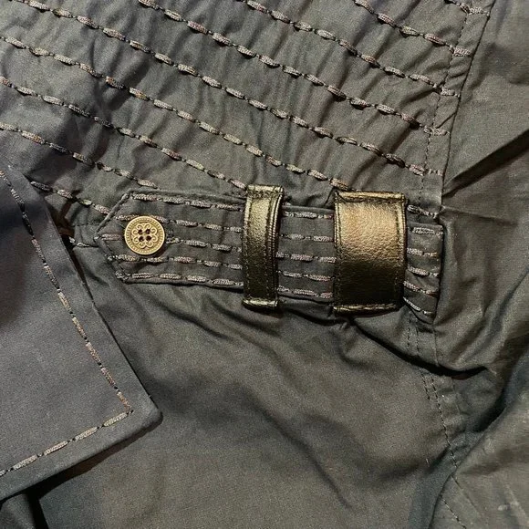 Platini Men’s Military Button Down Shirt w/ Faux Leather & Paisley Trim Size M - Picture 11 of 14